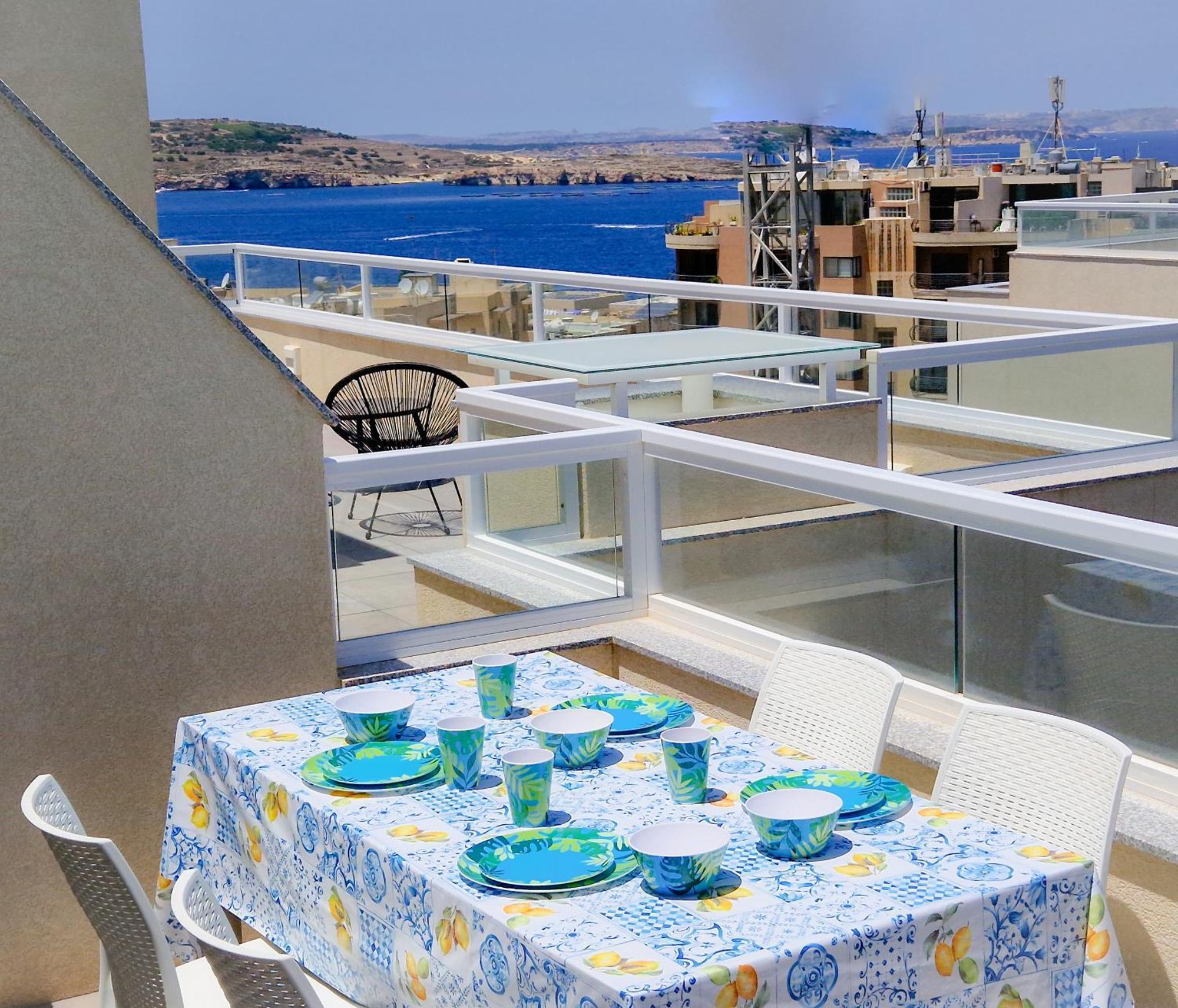Sea View New Penthouse Terrace & Garage Parking Apartment St. Paul's Bay Bagian luar foto